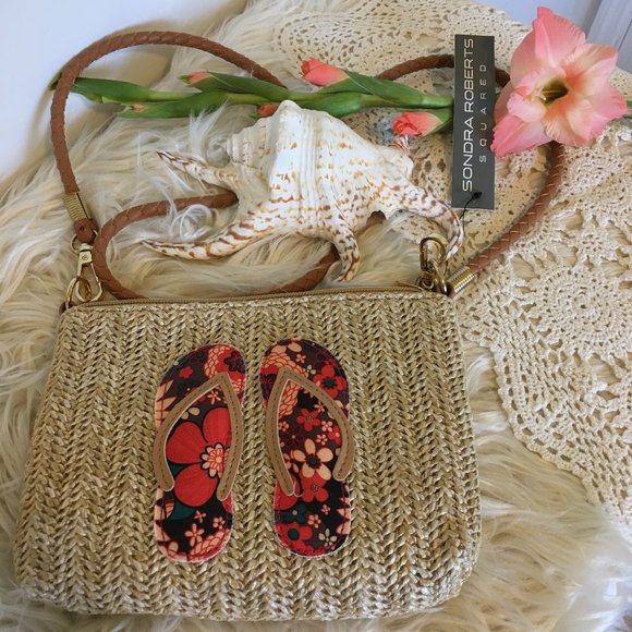 Sondra Roberts Floral Flip Flop Mini-Crossbody Bag - Picture 2 of 6